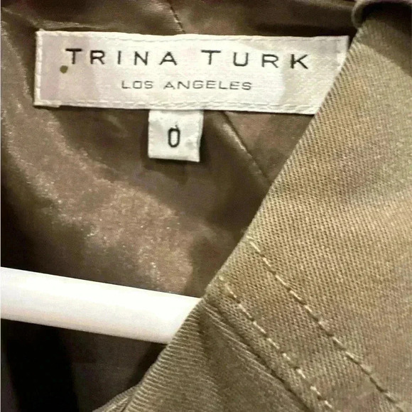Trina Turk Olive Military Belted Dress, Size 0, Pre-Owned - Picture 3 of 11